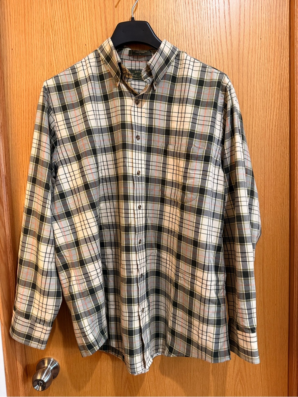 Orvis Green and Cream Plaid Button-Down Shirt